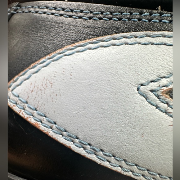 Fluevog EXCELLENT Angels Ivan vintage lace-up trainer black & light blue -W7/7.5 - Picture 12 of 16